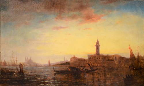 Venise, coucher du soleil sur la Lagune - Paul Gallard-Lepinay (1842-1885) - Tableaux et dessins Style 